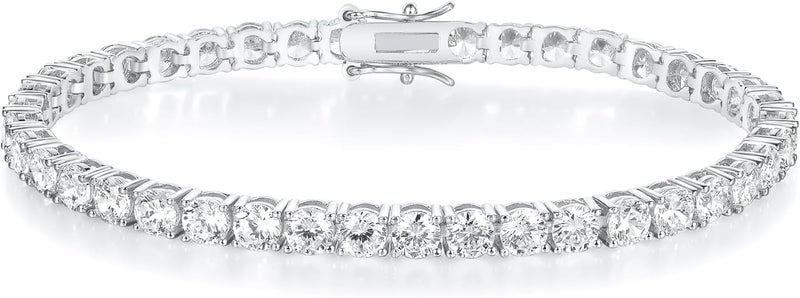 GEMSME 18K White/Yellow Gold Plated 3.0 Cubic Zirconia Classic Tennis Bracelet for Women and Men 6-9 Inches - Image 1